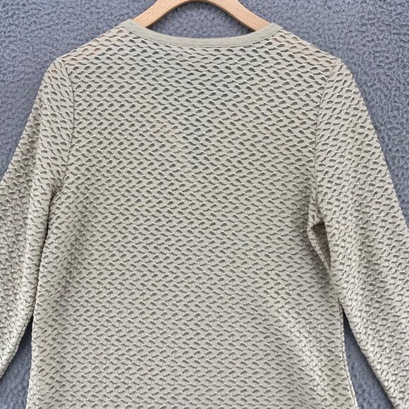 Chicos Top Womens 0 US Small Beige Textured Knit 3/4 Sleeves Pullover Stretch - Picture 4 of 10